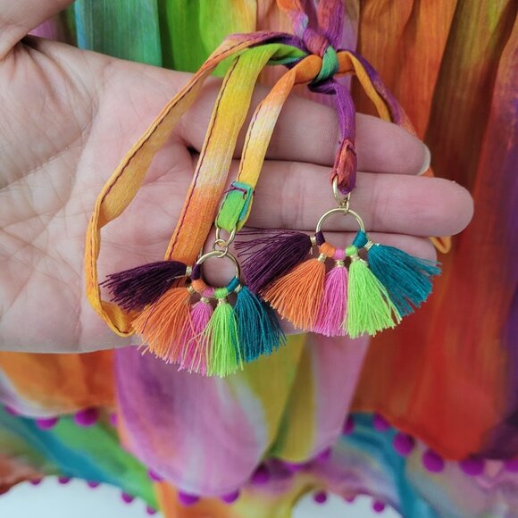 Bleu Rod Bettie Splash Out Short Ruffled Dress Cover Up Women S Strapless Pompom - Picture 4 of 13